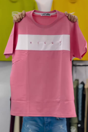 Colour Blocked Round Neck Short Sleeves Cotton T-shirt