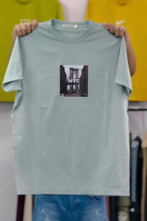 Colour Blocked Round Neck Short Sleeves Cotton T-shirt