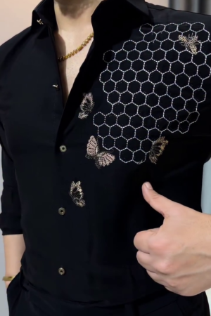 Premium Slim Fit Embellished Casual Shirt