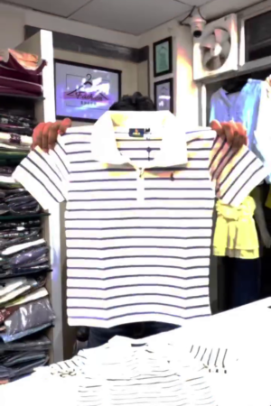 Women Yellow Grey Striped Round Neck Pure Cotton T-shirt