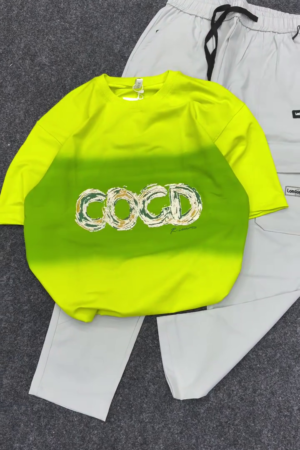 Men Fluorescent Green CE Logo Print Round Neck T-shirt