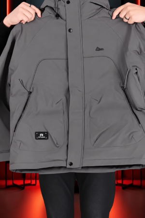 Men’s Charcoal Grey Hooded Padded Jacket || Winter Jacket for Men