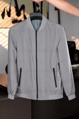 Men’s Grey Check Bomber Jacket || Casual Jacket for Men